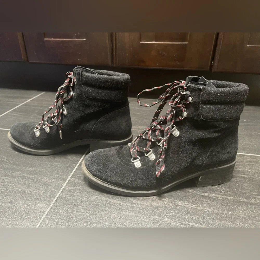 SAM EDELMAN Women's Black Suede Leather Combat Boots Size 7 - Picture 2 of 6